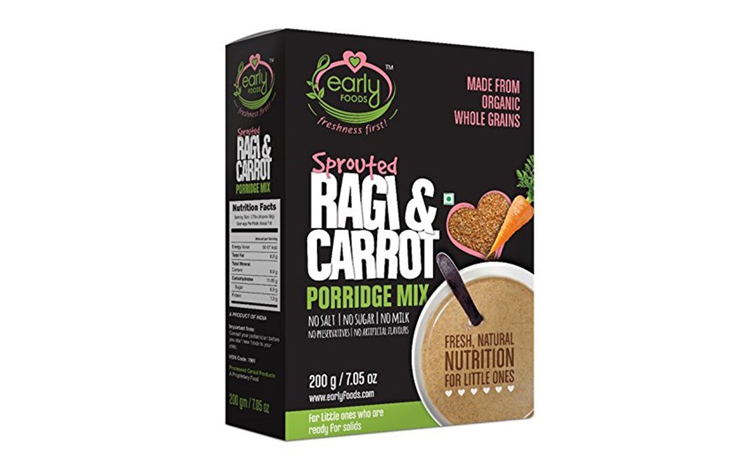 Early Foods Sprouted Ragi & Carrot Porridge Mix   Box  200 grams